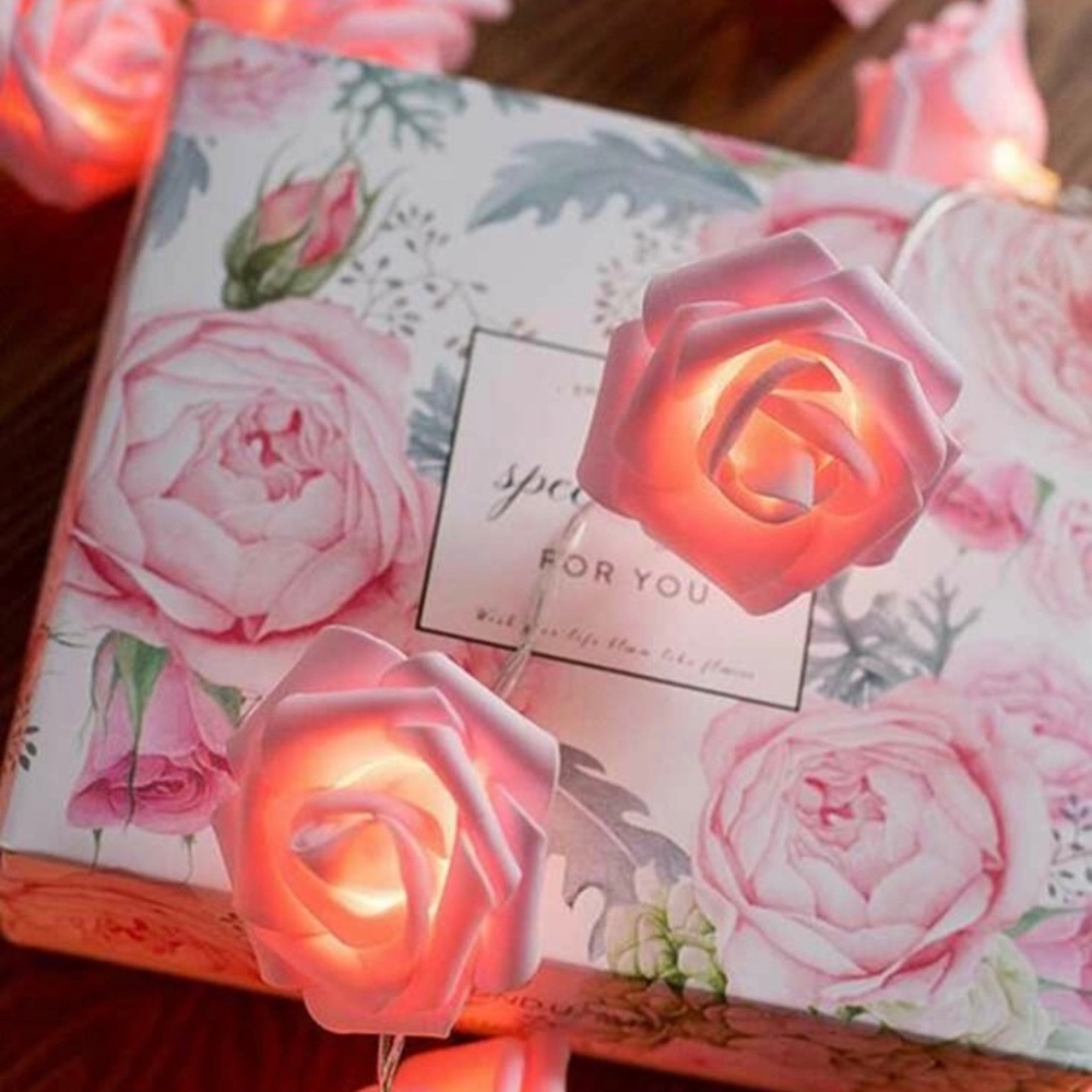10pcs Pink Rose Shaped Bulb String Light